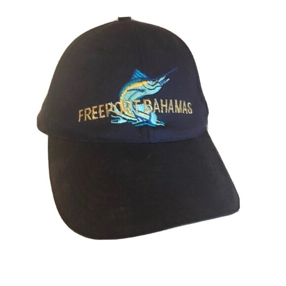 Blue Freeport Bahamas Blue Embroidered Marlin Adjustable Baseball Hat Cap - Picture 1 of 6